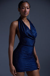 HEARTBREAKER RHINESTONE MINI DRESS IN NAVY