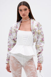 TEA FOR TWO BROCADE SHRUG