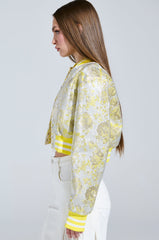 SOLEIL RHINESTONE BROCADE BOMBER