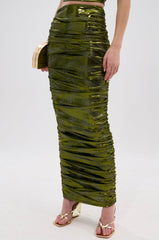 TAYLOR METALLIC RUCHED MAXI SKIRT
