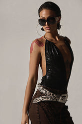 SLINKY FOIL BLACK BODYSUIT