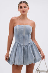 BELLA LOO MINI DRESS IN DENIM