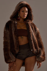 NATURAL INSTINCTS HOODED FUR BOMBER