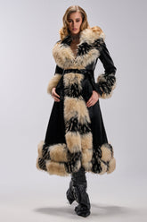 VIVIAN FUR TRIM TRENCH IN LIQUID VELVET