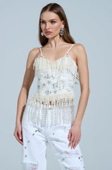 BOLD FRINGE PEARL TOP