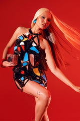 A MASTERPIECE GEOMETRIC MINI DRESS