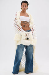 BORN LIKE THIS FRINGE DETAIL LONG CARDIGAN