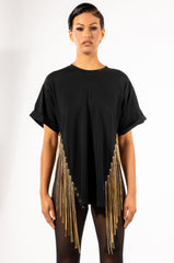 ABOVE AVERAGE CHAIN DETAIL OVERSIZED CREW NECK TSHIRT