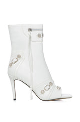 AZALEA WANG ANNALISE PEEP TOE BOOTIE IN WHITE