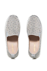 AZALEA WANG BRITTANY SILVER RHINESTONE SNEAKER