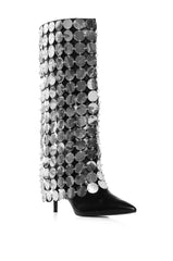 AZALEA WANG CARMMELITA SILVER METAL DISC BOOT