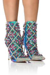AZALEA WANG EMBELLISHED STILETTO BOOTIE IN MULTI