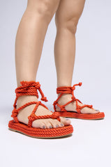 AZALEA WANG EVETTE ORANGE WOVEN SANDAL