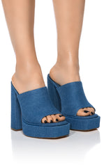 AZALEA WANG NISHA DENIM CHUNKY SLIP ON SANDAL