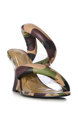 AZALEA WANG MINORU PUFF WEDGE SANDAL IN CAMO