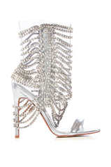 AZALEA WANG TALIAH SILVER EMBELLISHED ANKLE SANDAL