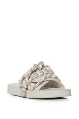 AZALEA WANG VICKI SILVER RHINESTONE ROPE SANDAL