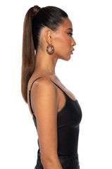 ULTRA STRETCH FAUX LEATHER SQUARE NECK BODYSUIT IN BLACK