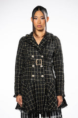 GEMMA BELTED TWEED MINI DRESS