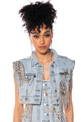 HOUDINI EMBELLISHED DENIM VEST