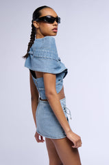 NO SHOW CROP DENIM VEST TOP
