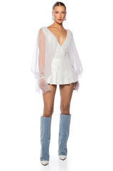 SCOUT DEEP V SHEER SLEEVE BODYSUIT