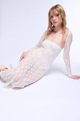 SIANNE STRAPLESS FLORAL LACE MAXI DRESS