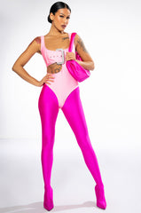 SPOTLIGHT BUCKLE DETAIL CUTOUT CHEEKY BODYSUIT