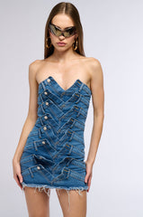 TREND SETTER LAYERED DENIM MINI DRESS