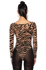 WILD THING FLOCKED LONG SLEEVE BODYSUIT