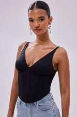 FREE SPIRIT SLEEVELESS CORSET TOP IN BLACK