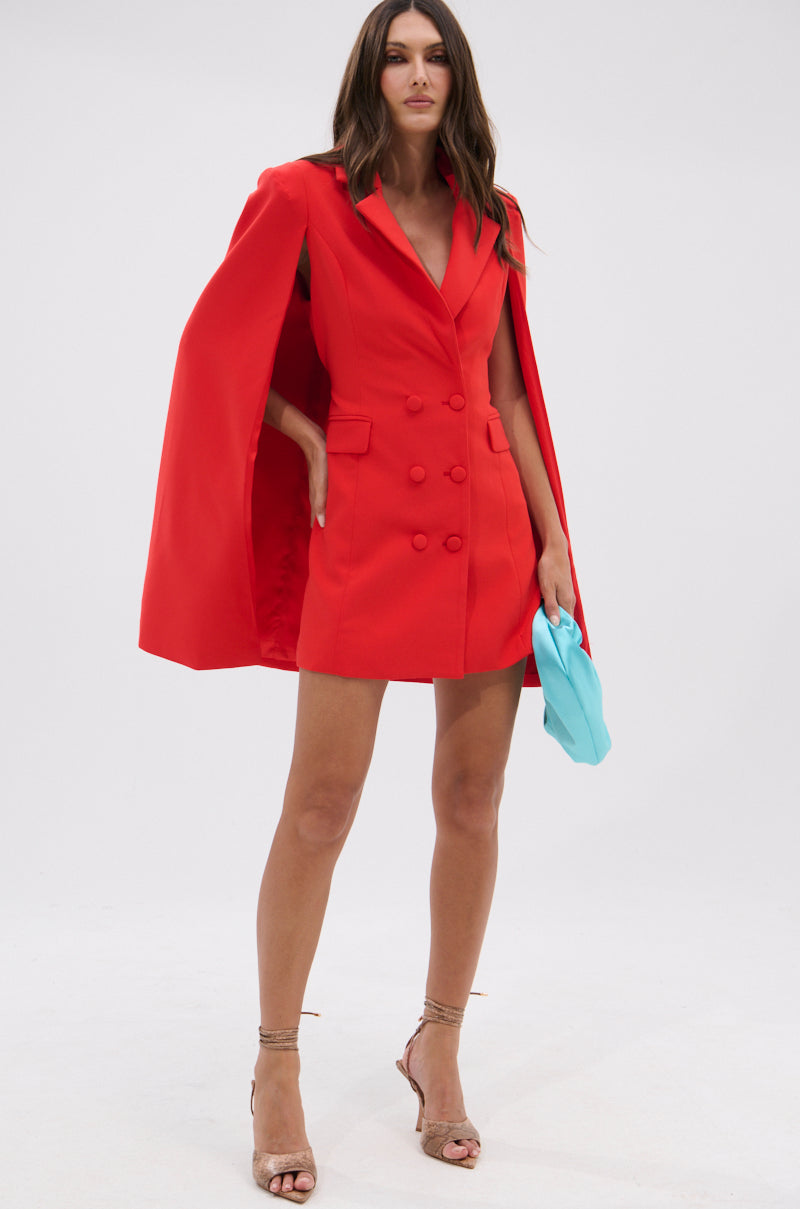 A LA MODE MINI BLAZER DRESS IN RED
