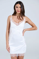 SHOW US WHAT YOU GOT SATIN MINI DRESS IN WHITE