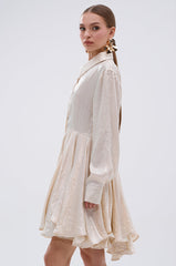 THE IT GIRL IVORY METALLIC MINI DRESS