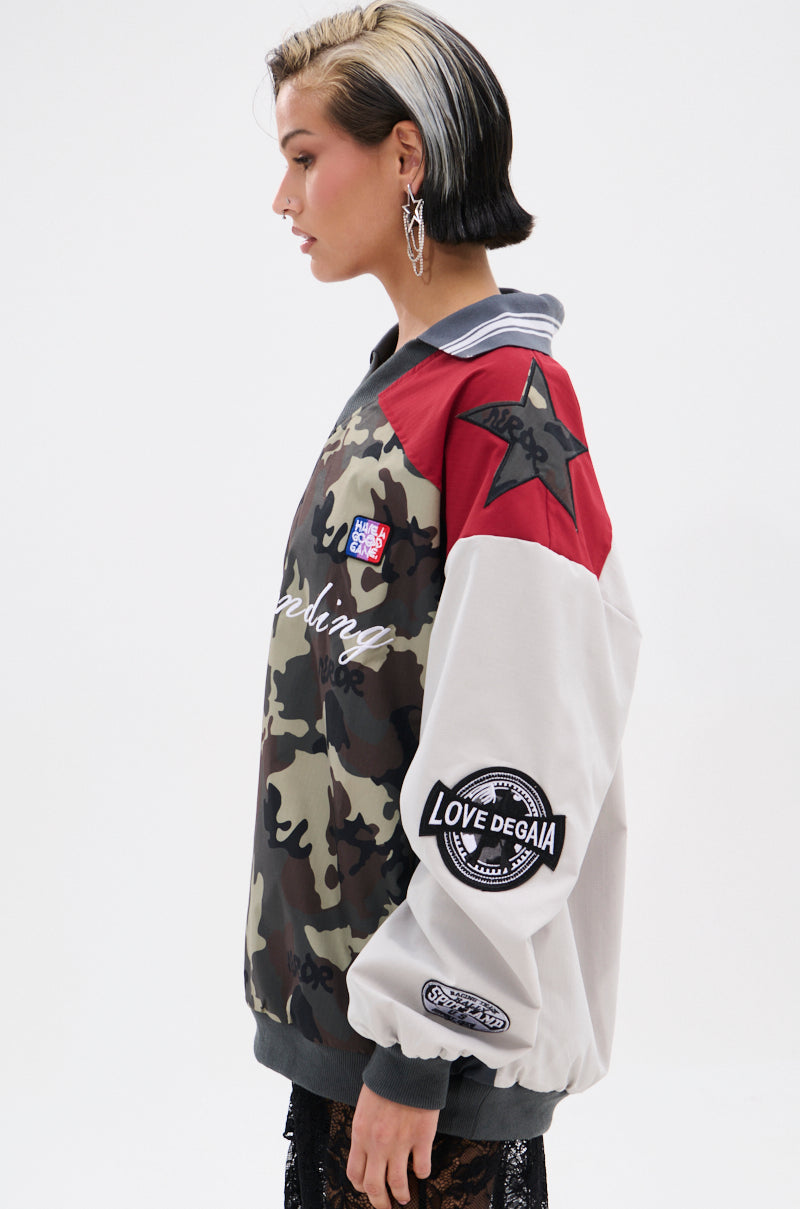 FLIP THE SWITCH PATCHWORK DETAILED JERSEY TOP