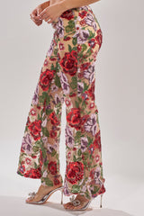 ENCHANTED GARDEN FLORAL EMBROIDERED TULLE PANT