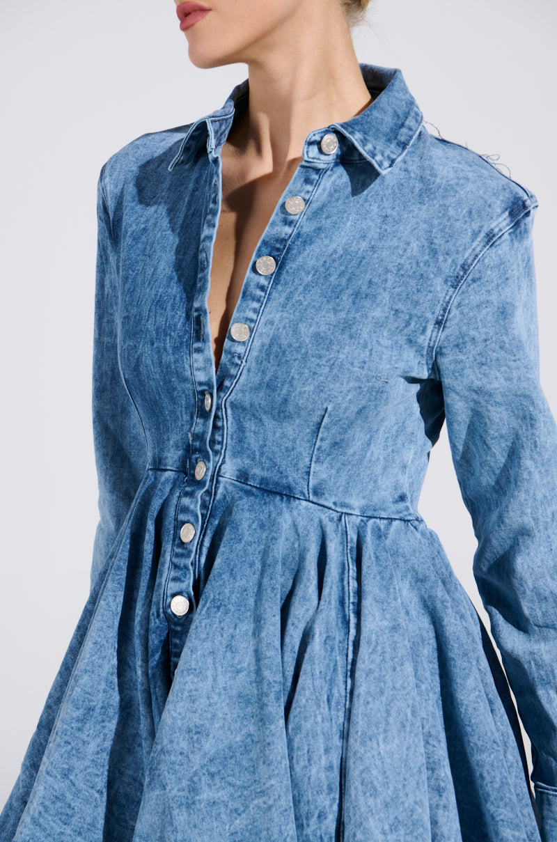 THE IT GIRL MINI DRESS IN DENIM