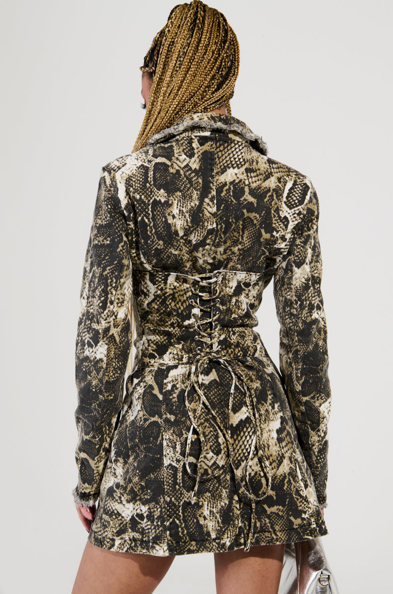 FEELIN EXOTIC SNAKE PRINT BLAZER DRESS