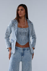 MILA EMBELLISHED BLAZER IN DENIM