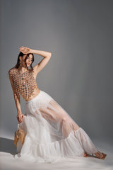 TRY ME MESH MAXI SKIRT IN WHITE
