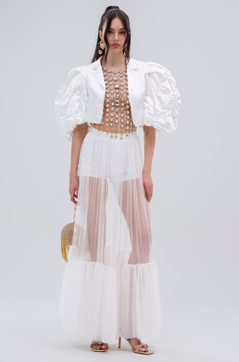 TRY ME MESH MAXI SKIRT IN WHITE