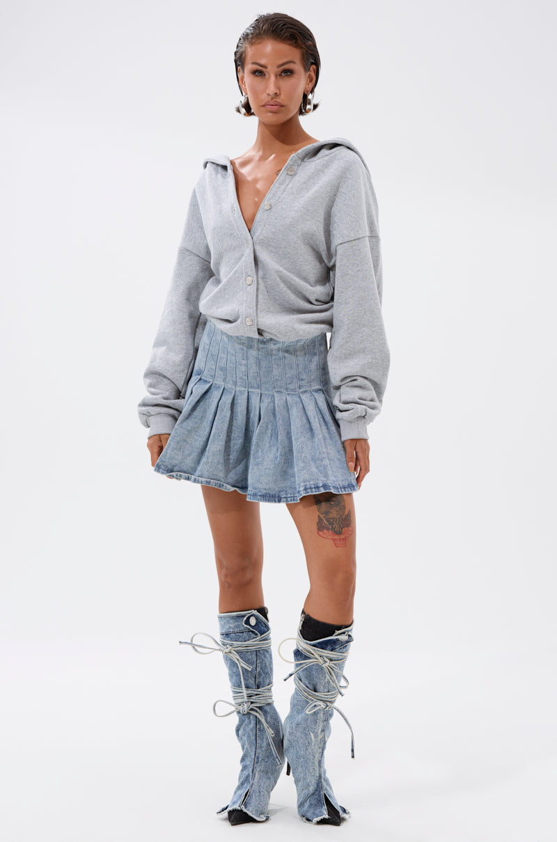 FELT CUTE SWEATSHIRT DENIM MINI DRESS