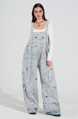 HERE TO SHRED DISTRESSED DENIM OVERALLS