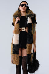CHECKMATE FAUX FUR VEST