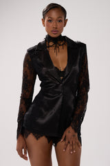 AU CONTRAIRE LACE SATIN BLAZER