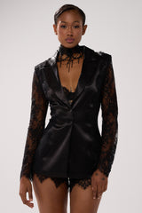AU CONTRAIRE LACE SATIN BLAZER