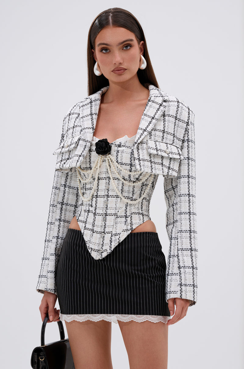 HEAVEN SENT CROPPED TWEED BLAZER