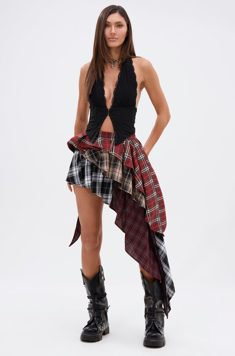 SHAY MULTI PLAID MINI SKIRT