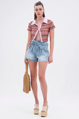GUESS WHO DENIM SHORT WITH TIE BELT