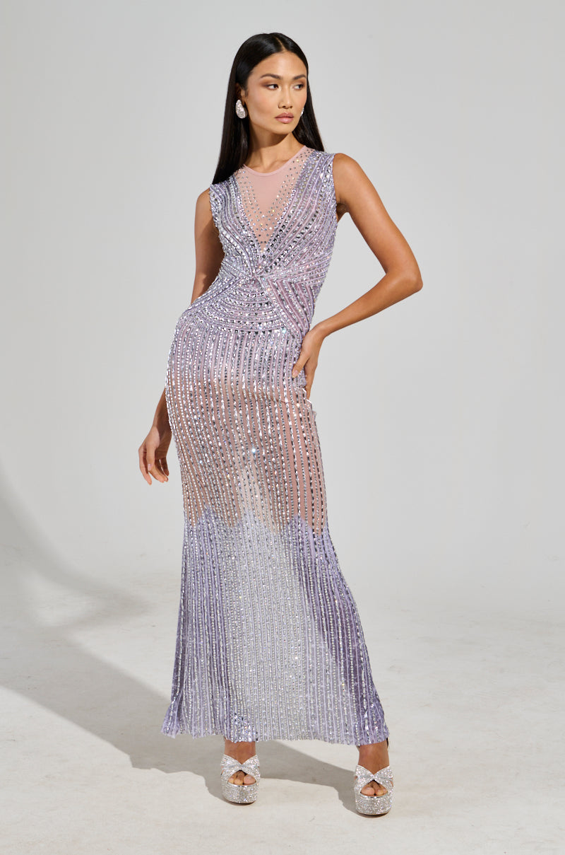 THE MAIN EVENT RHINESTONE MAXI DRESS